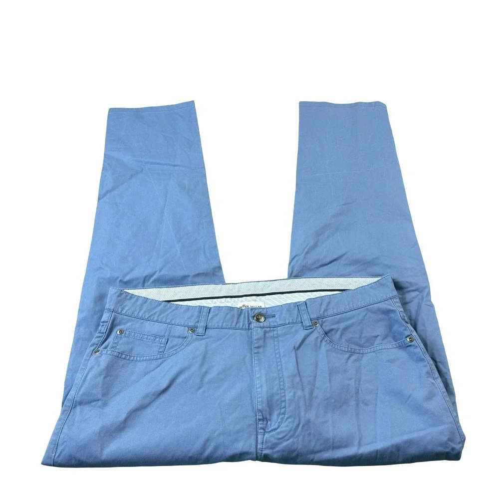 Peter Millar Blue Sateen 5 Pocket Mens Cotton Golf Pant Size 38X30